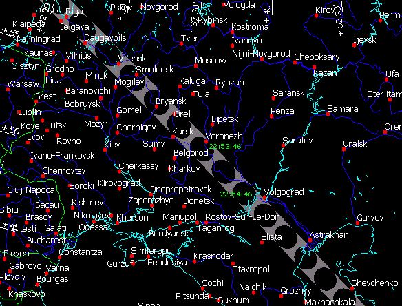 Расчетная карта зоны видимости события