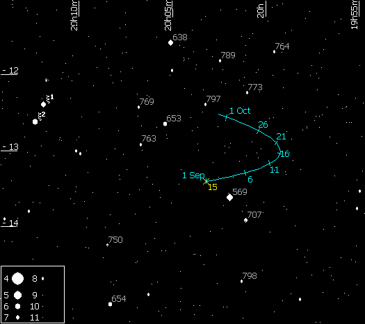 ѕуть астероида по небу в сент¤бре 2006г.