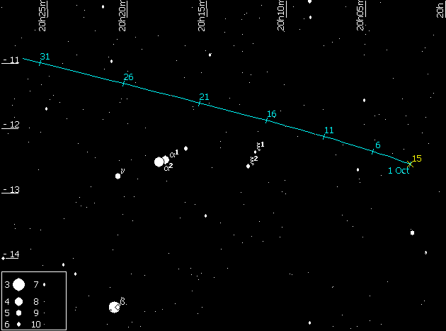 ѕуть астероида по небу 
в окт¤бре 2006г.
