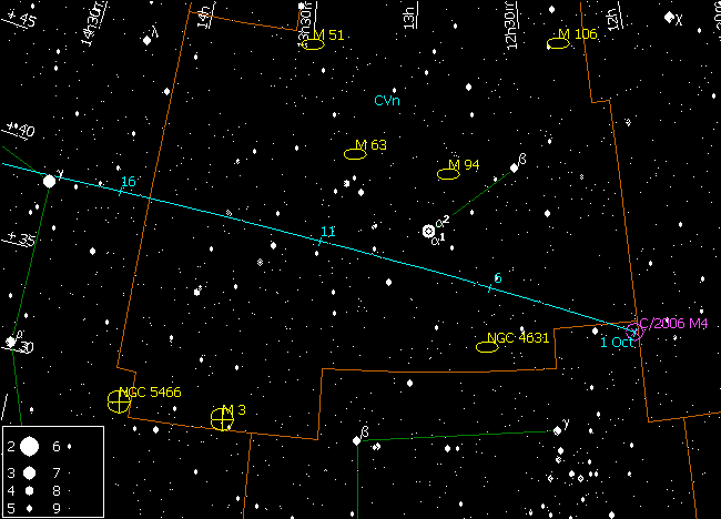 ѕуть кометы в окт¤бре 2006г.
