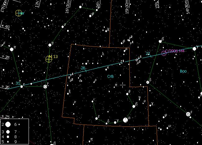 ѕуть кометы в окт¤бре 2006г (продолжение).