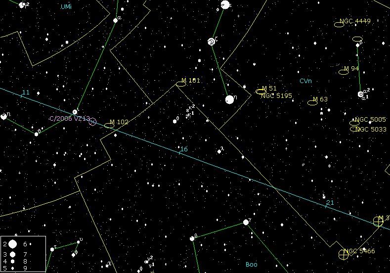Путь кометы в июле 2007г.
