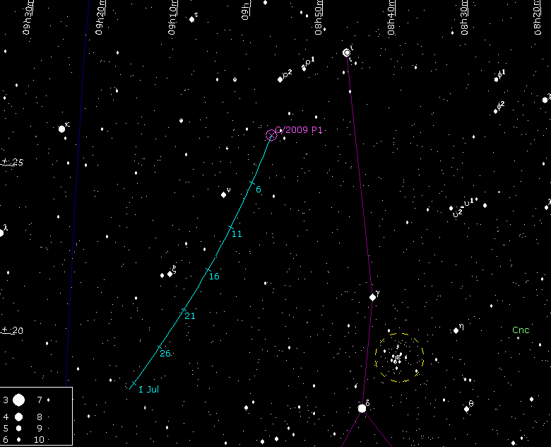 Путь кометы по небу