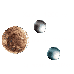 Кваоар - сравнительные размеры с системой Плутон-Харон