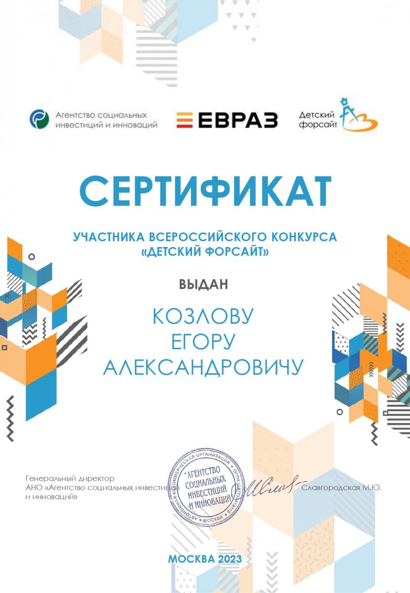 Козлов  Детский-форсайт финалист